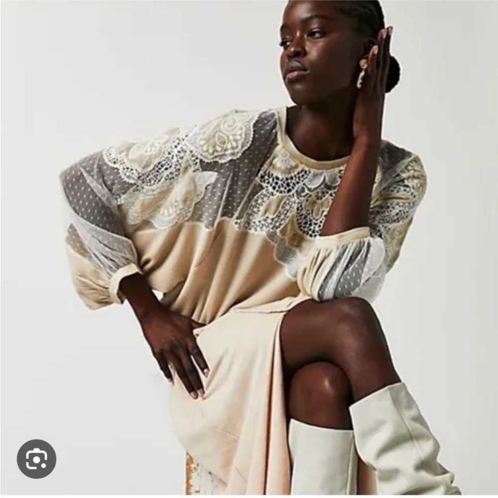 Free People Toni Lace Mesh Top